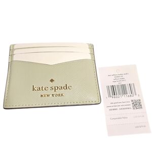 Kate Spade Staci Saffiano Sage Green Card Holder NWT